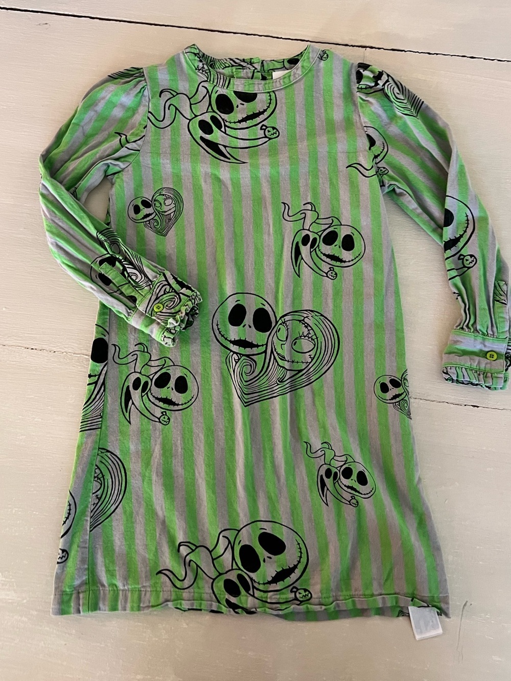 Disney Nightmare Before Christmas  Girls Size 7/8 Jack Sally Green nightgown pjs - Picture 1 of 6